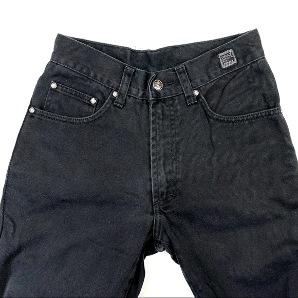 Versace Vintage Black Denim High Waist Jeans - Picture 3 of 4